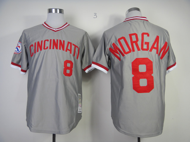 Men MLB Cincinnati Reds #8 Morgan grey jerseys